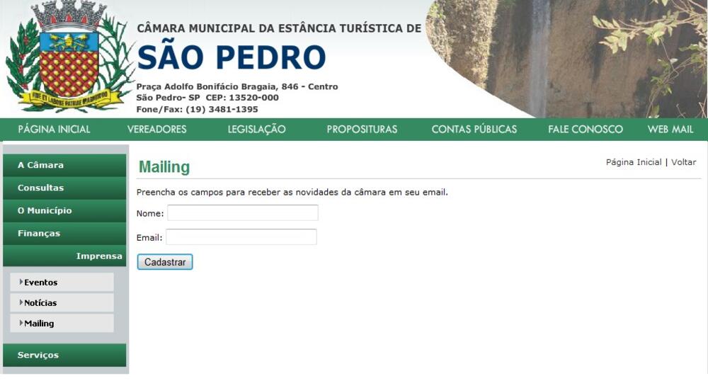 CÂMARA LANÇA SERVIÇO DE MAILING